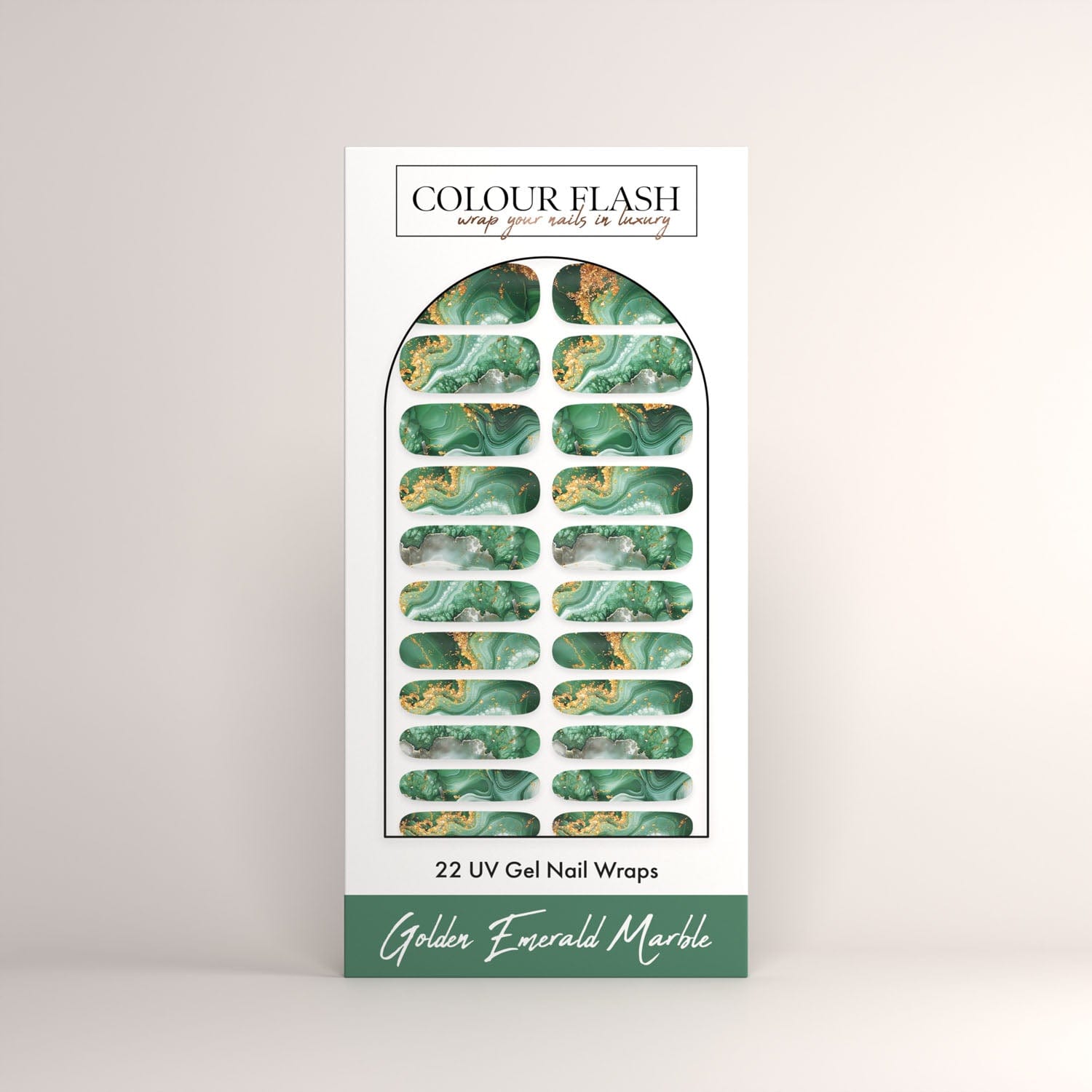 UV Gel: Golden Emerald Marble