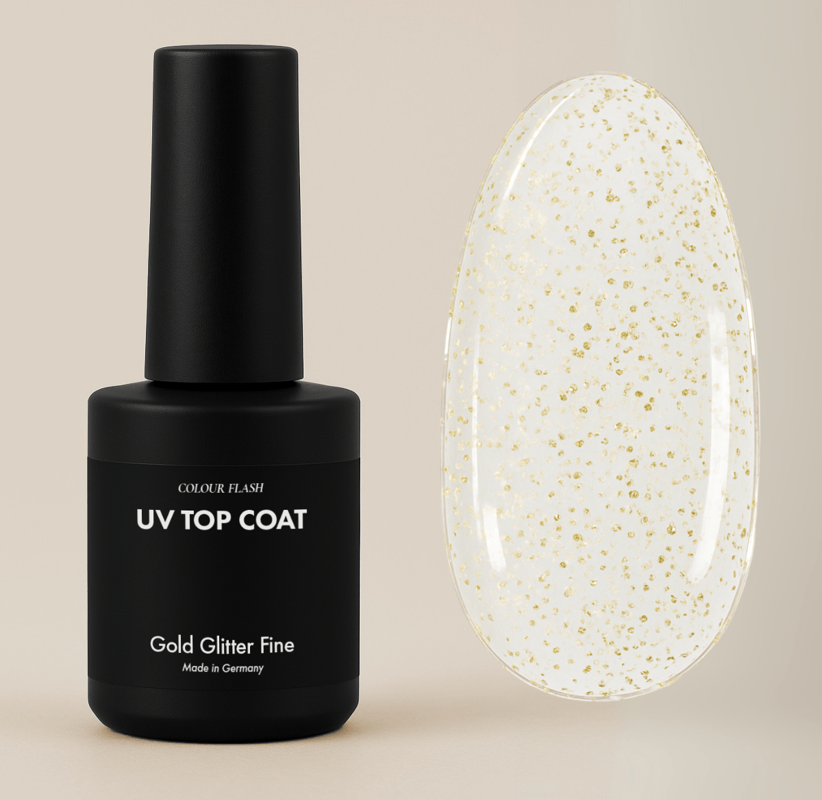 UV Top Coat: Gold Glitter Bold